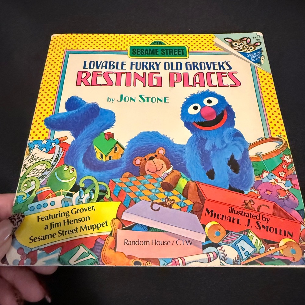 Vintage 1984 Sesame Street Lovable Furry Old Grover's Resting Places Kids Book